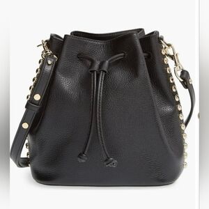 Rebecca Minkoff Black Pebbled Leather Studded Bucket Bag w/ dustbag EUC